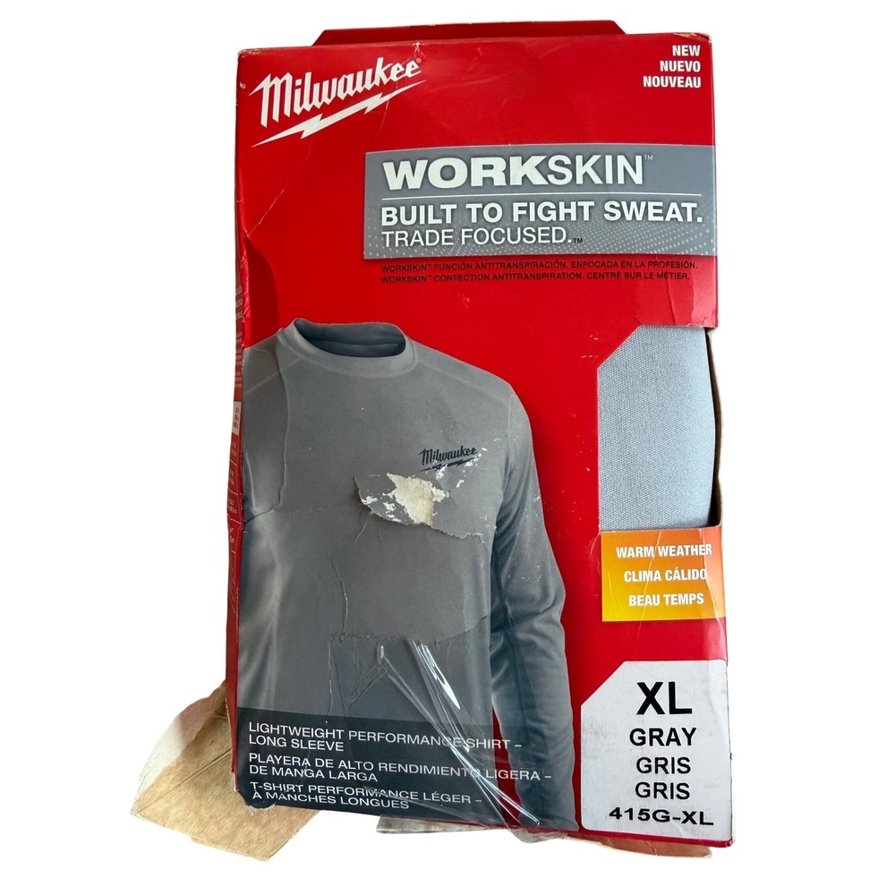 Milwaukee Workskin Mens XL Gray Lightweight Performance Long Sleeve Shirt XL